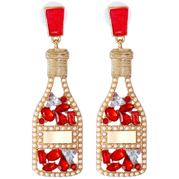 MoonFlowerBtq Jewelry - Red Champagne Bottle Earrings